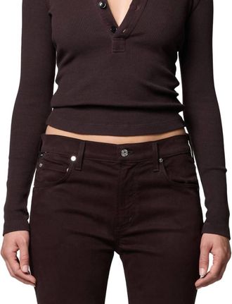 Citizens Of Humanity Long Sleeve 60s Polo In Chocolate