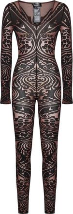Wolford Bruine Paisley V-hals Jurk - Dames - Jumpsuits - Bruin - M - Wol - Jumpsuits & Playsuits