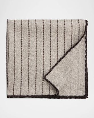 Brunello Cucinelli Men & apos;s Fine Stripe Double-Face Silk Pocket Square