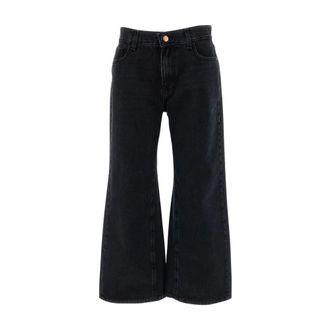 3x1 Aime Cropped Wide-Leg Jeans - Dames - Jeans - Zwart - Maat: W27 Katoen