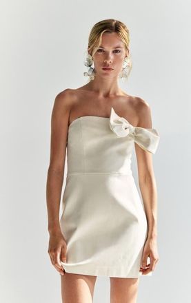 H&M Bow-detail Bandeau Dress in Ivory at Nordstrom, Size X-Small