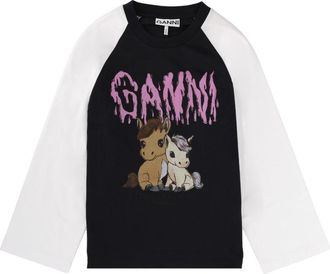 Ganni T Shirt With Print And Logo