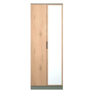 Welcome Furniture Alaska Ready Assembled Tall 2 Door Mirrored Robe in Slat Effect & Reed Green - Welcome Furniture | TJ Hughes