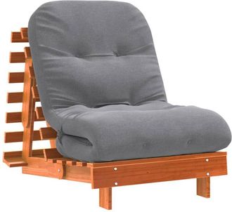 vidaXL Futón sofá cama con colchón madera maciza marrón 70x206x11 cm Vidaxl