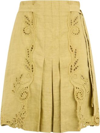 Alberta Ferretti Rokken, Dames, Geel, S, Katoen, Pliss&eacute; Midi Rok