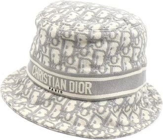 Dior Pre-owned Accessories, male, Beige, Size: ONE SIZE Pre-owned Trotter Oblique Cotton Bucket Hat