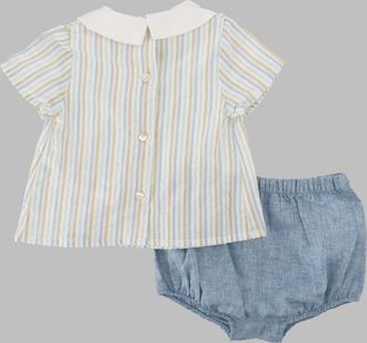 Tartine Et Chocolat Peter Pan Collar Blouse and Shorts Set - Blue