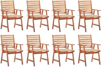 vidaXL Vidaxl - Sillas Comedor De Jard&iacute;n Y Cojines 8 Uds Madera Maciza Acacia