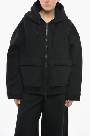Dsquared2 Maxi Felpa Hoodie a Tinta Unita con Tasche A Toppa Dsquared2