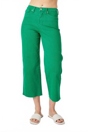 Judy Blue High Waist Tummy Control Wide Leg Crop Jean In Kelly Green