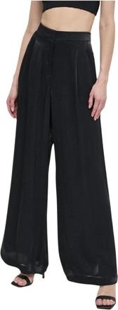 Michael Kors Georgette Pliss&eacute; Wijde Pijpen Broek - Dames - Wijde Broeken - Zwart - S - Polyester - Broeken