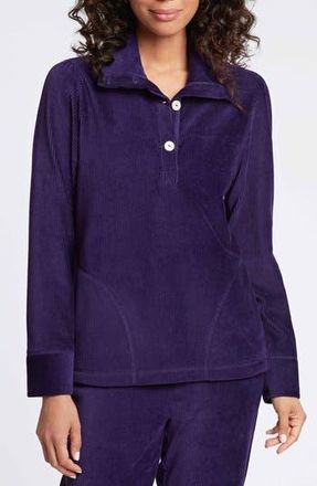 Foxcroft Sammy Corduroy Polo Sweater in Deep Purple at Nordstrom Rack, Size X-Small