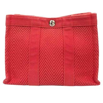 Herm&egrave;s Red Color Cotton Pouch (Pre-Owned)