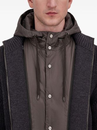 Herno Detachable Hooded Knit Hooded Knit Jacket - Charcoal