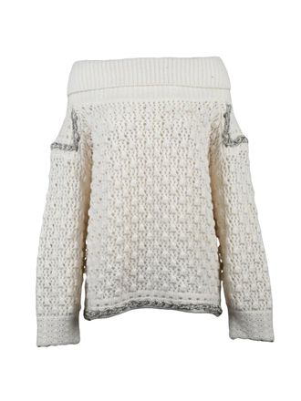 Circus Hotel High Neck Sweater with Textured Knit and Rhinestone Accents