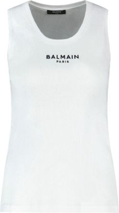 Balmain Womens Paris Tank Top White Cotton Tops