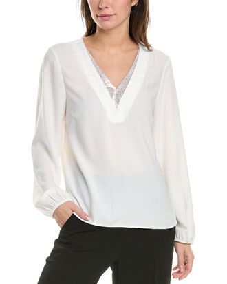 Vince Camuto Rhinestone V-Neck Blouse