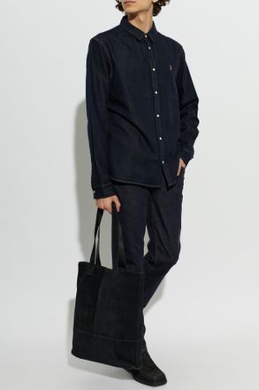 AllSaints Gleason Denim Shirt, Mens, Navy Blue
