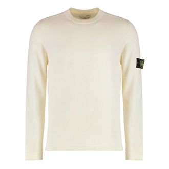 Stone Island Round-neck Knitwear, male, Beige, Size: 2XL Light Raw Hand Cotton Crewneck Sweater