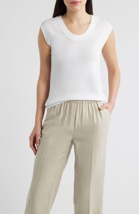 Anne Klein Scoop Neck Knit Top in Crisp White at Nordstrom, Size X-Small