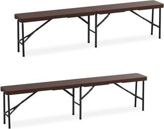 Relaxdays Relaxdays - Set of 2 Picnic Benches, Foldable, for Pub, Garden or Campsite, up to 150kg each, hwd: 42 x 100 x 25 cm, Brown