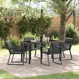 vidaXL Conjunto De Comedor De Jard&iacute;n 5 Pcs Negro Polirat&aacute;n Vidaxl
