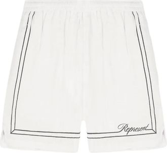 Represent border-embroidered shorts - men - Cotton - S - White