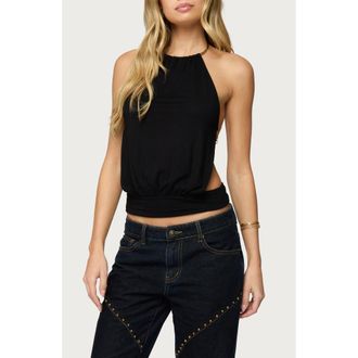 Edikted Damarey Chain Backless Halter in Black at Nordstrom, Size X-Small