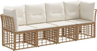 vidaXL Conjunto De Sof&aacute;s De Exterior Natural Poli&eacute;ster Vidaxl