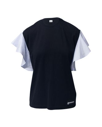 Burberry Burberry Gestreepte Oversized T-shirt met Rimpel Mouwen in Zwart Katoen