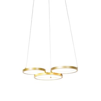 QAZQA Moderno L&aacute;mpara Colgante Dorada Dimmable 3 Pasos 3 Luces - Rondas Aluminio /pl&aacute;stico /acero Alargada Incluye Led Max. 1 X 40 Watt - Qazqa