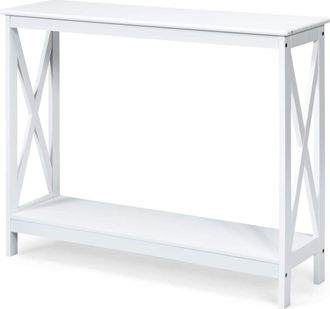 Giantex Mesa de consola blanca de 2 niveles 100X30X80Ccm