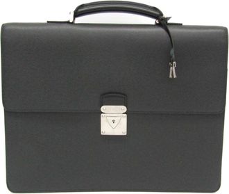 Louis Vuitton Robusto 1 Briefcase Taiga Leather Black Leather Briefcase Bag (Pre-Owned)