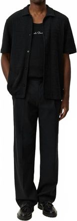 Les Deux Hector Pointelle Short Sleeve Shirt In Black
