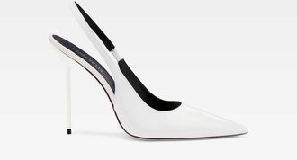 PARIS TEXAS Womens Lidia Patent Leather Slingback Pumps In White