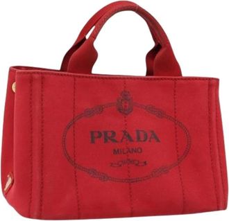 Prada Pre-owned Tote Bags, female, Red, Size: ONE SIZE Pre-owned Canapa tote
