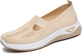 Generic Womens Slip-On Trainers | Wide Fit Breathable Mesh Walking Shoes | Comfort Arch Support Sneakers for UK Summer