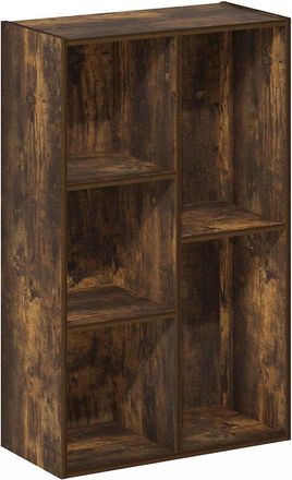 Furinno Luder 5-Cube Reversible Open Shelf, Amber Pine