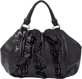 Prada Black Leather Handbag Tote Bag (Pre-Owned)