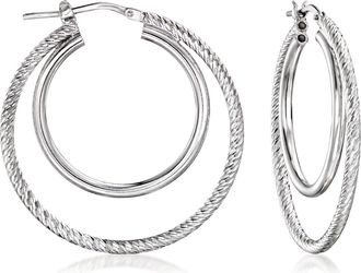 Ross-Simons Italian Sterling Silver Double-Hoop Earrings