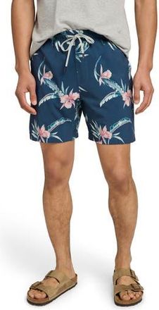 Faherty Shorelite Performance Swim Trunks in Navy Island Orchid at Nordstrom Rack, Size Xx-Large
