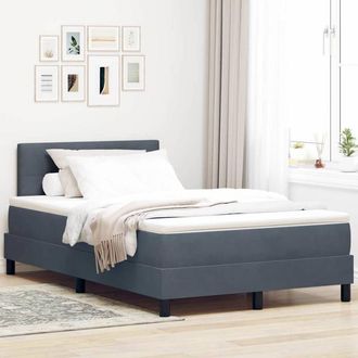 vidaXL Vidaxl - Cama Con Somier Y Colch&oacute;n Gris Oscuro 120 X 190 Cm Tela
