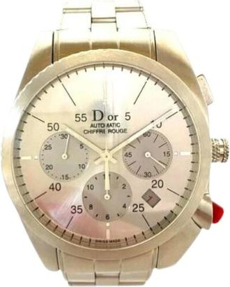 Dior Pre-owned Watches, male, Gray, Size: ONE SIZE Pre-owned Chiffre Rouge Chronograph Stainless Steel Watch