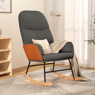 vidaXL Silla Mecedora De Tela Gris Oscuro Vidaxl