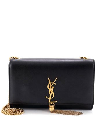 Saint Laurent Black Leather Classic Monogram Tassel Crossbody Medium (Authentic Pre-Loved)