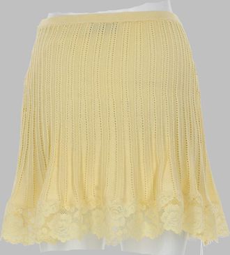 Self Portrait Openwork Knit Mini Skirt - Yellow
