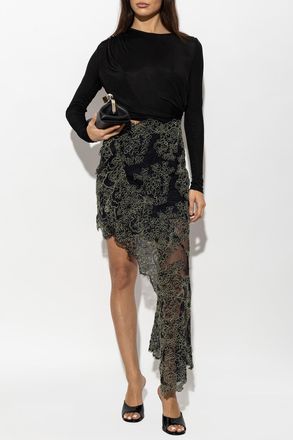 CHRISTOPHER ESBER Asymmetrical Dress With A Lace Hem, Womens, Black