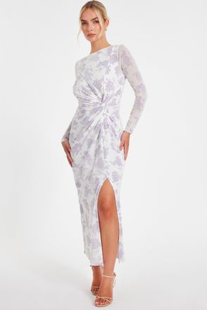 Quiz Womens Flocked Mesh Floral Maxi Dress