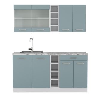 Vicco Cocina Para Solteros R-line, Gris Azulado, 160 Cm, Et M&aacute;rmol