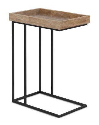 Simpli Home Gallagher Solid Mango Wood & Metal 12In Rectangle Industrial C Side Table